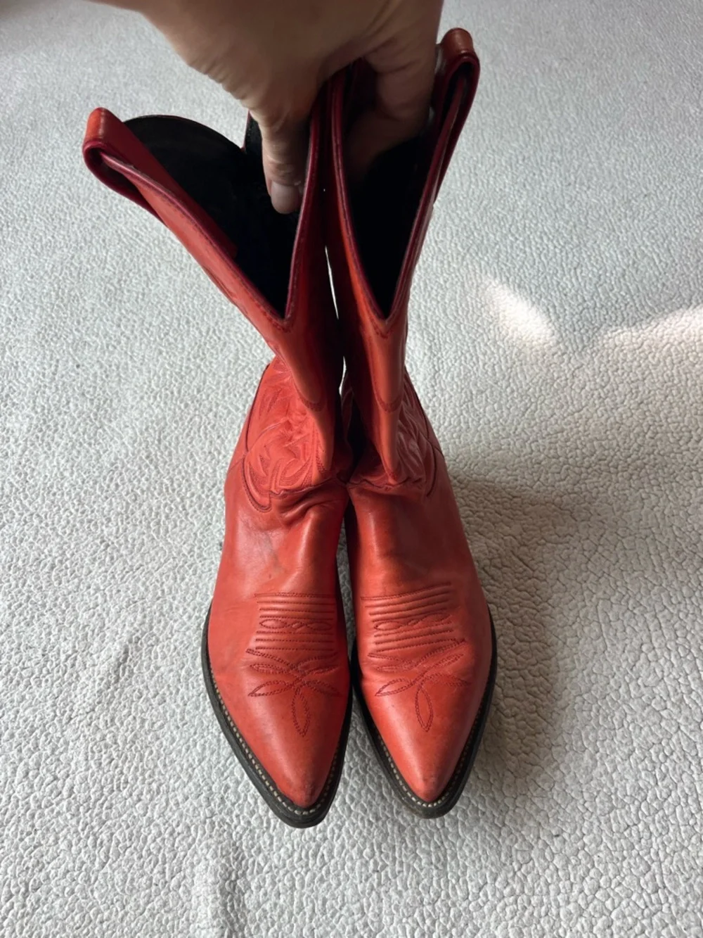 VINTAGE JUSTIN RED / ORANGEY COWGIRL BOOTS WOMENS 6 - Picture 4 of 8